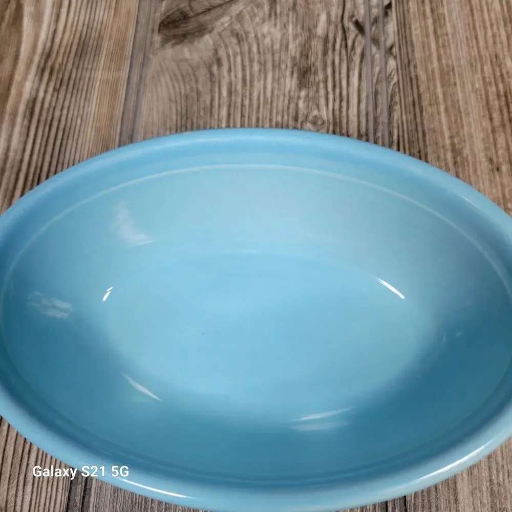 Vintage TST Turquoise Blue Oven Serve Oval Bowl & 2 Handled French Casseroles